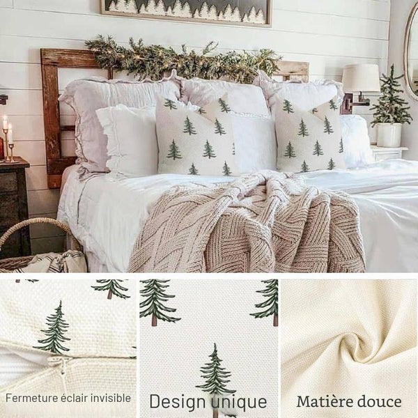 Lot de 2 housses de coussin déco montagne – 40 × 40 cm