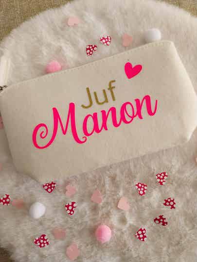 Vilt tasje met naam in kleur naar keuze