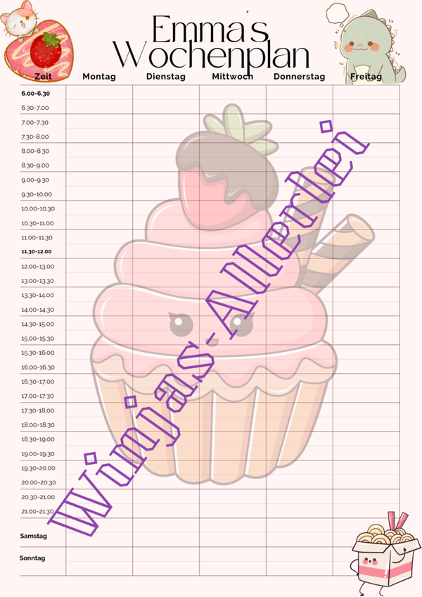 Personalisierter Wochenplan A3