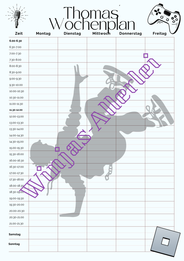 Personalisierter Wochenplan A4