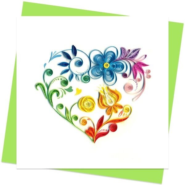 Quilling Card: Farbenfrohes Herz