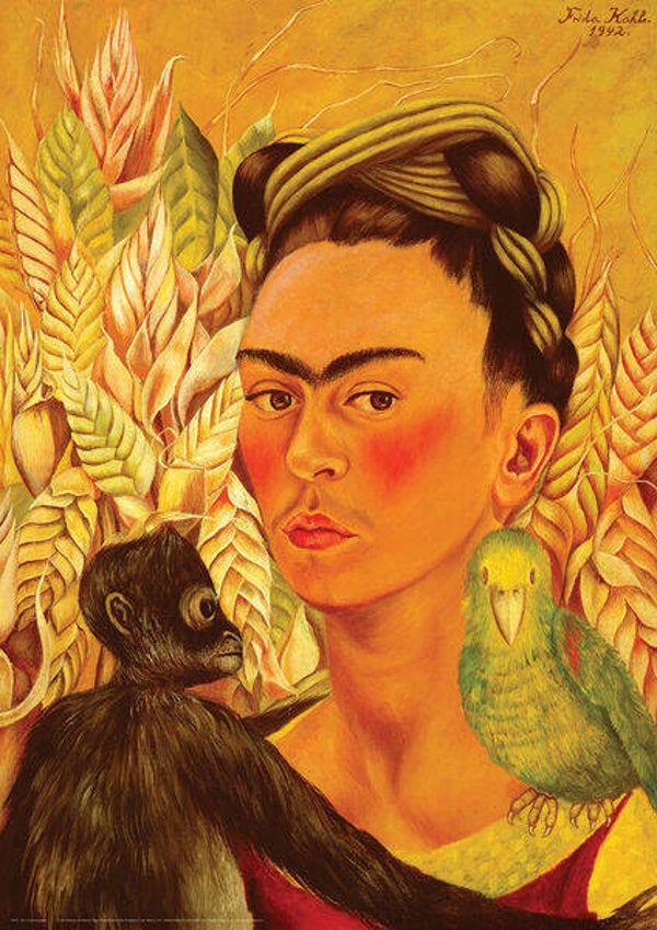 Kahlo: Self-Portrait with Monkey and Parrot