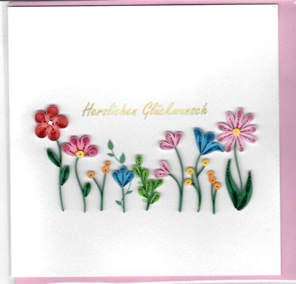 Quilling Card: Blumen-Glückwunsch