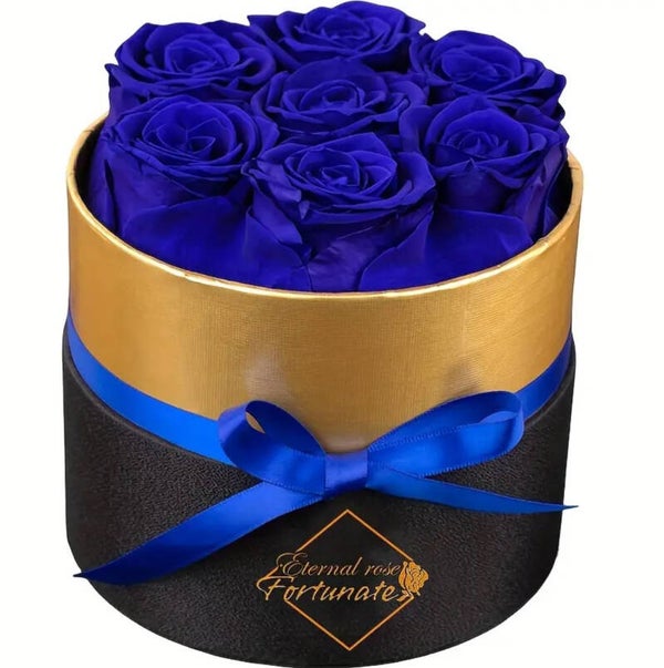 7 Eternal  Roses in a Round Gift Box