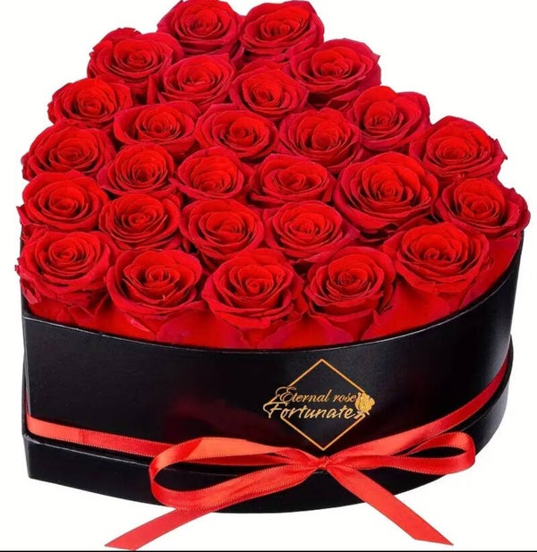 27 Real Forever Roses Heart Shape Box