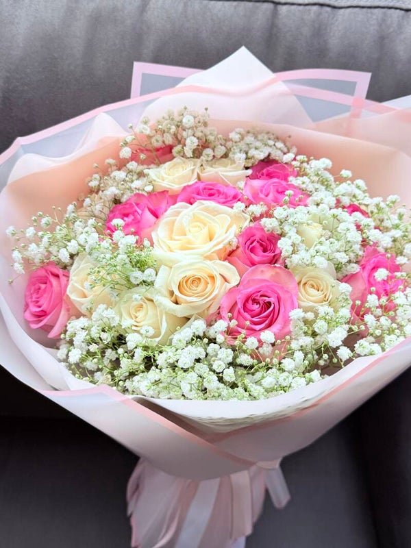 Pink & White Roses Bouquet