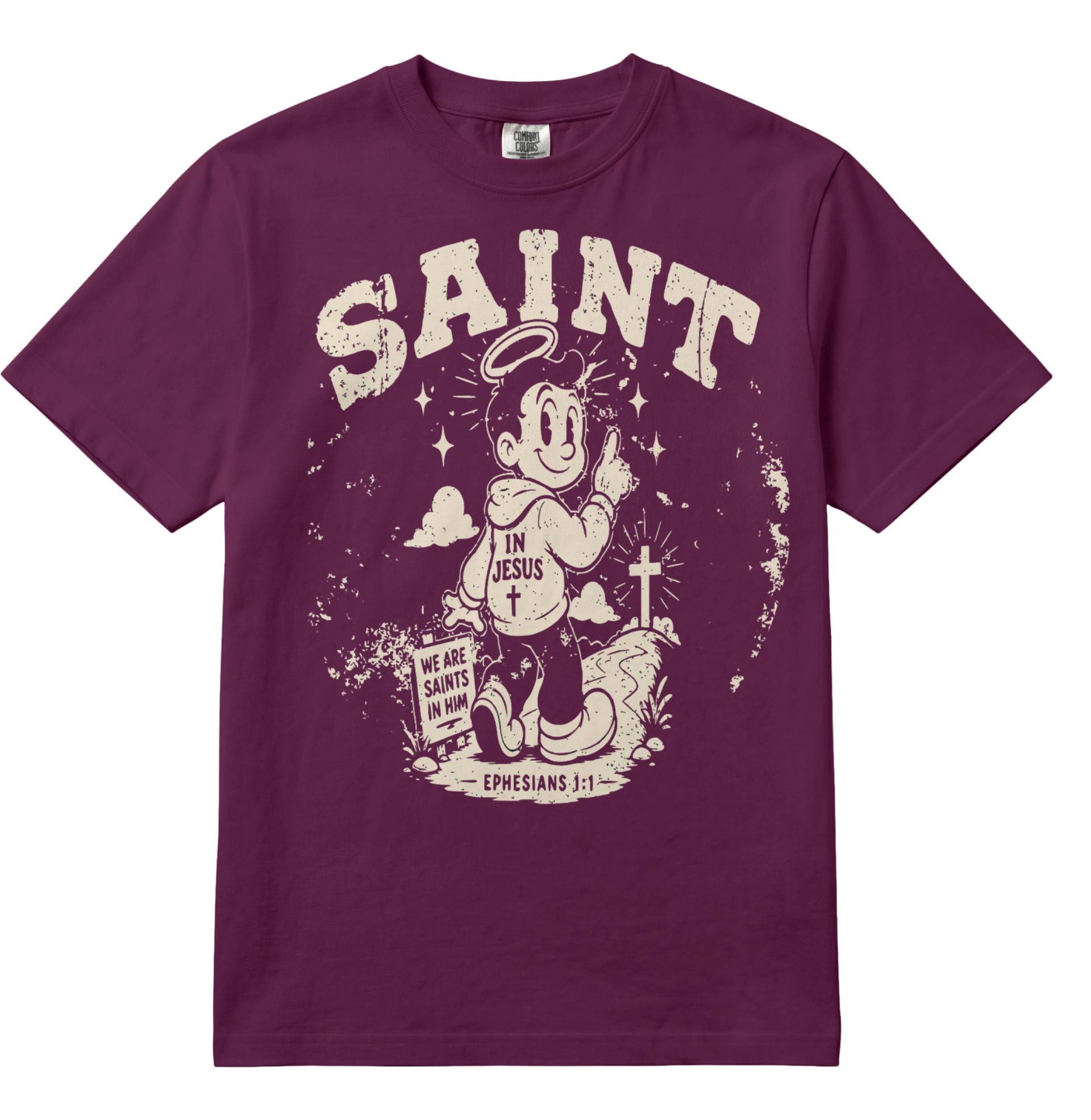 "Saint" Vintage Mascot Tee - Maroon