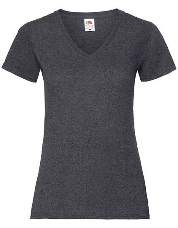 Fruit of the Loom Valueweight V-Neck T Ladies dark grey heather