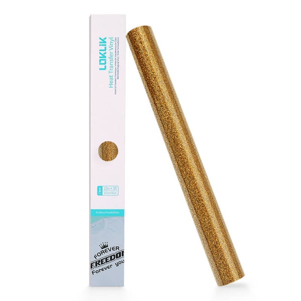 LOKLiK Heat Transfer Vinyl / Iron-on Glitter Goud 30,5 cm x 90 cm