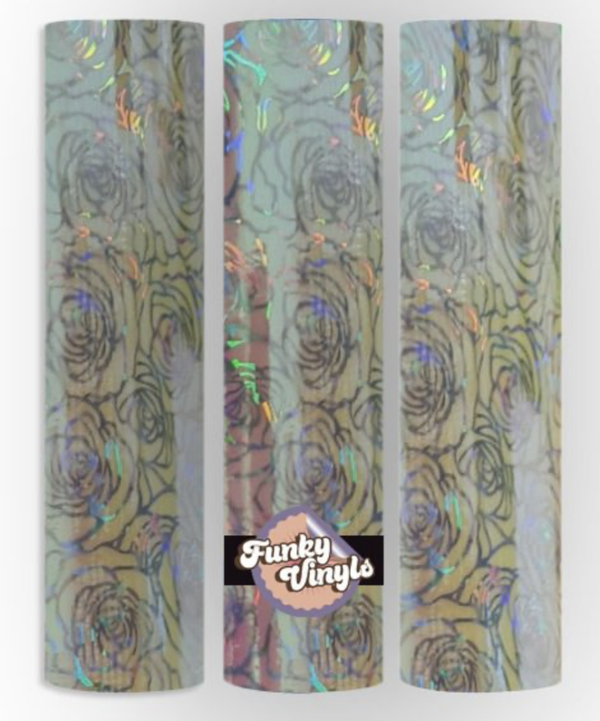 Funky Vinyls Patterns Roses Peaches Yellow Pink 30x50cm