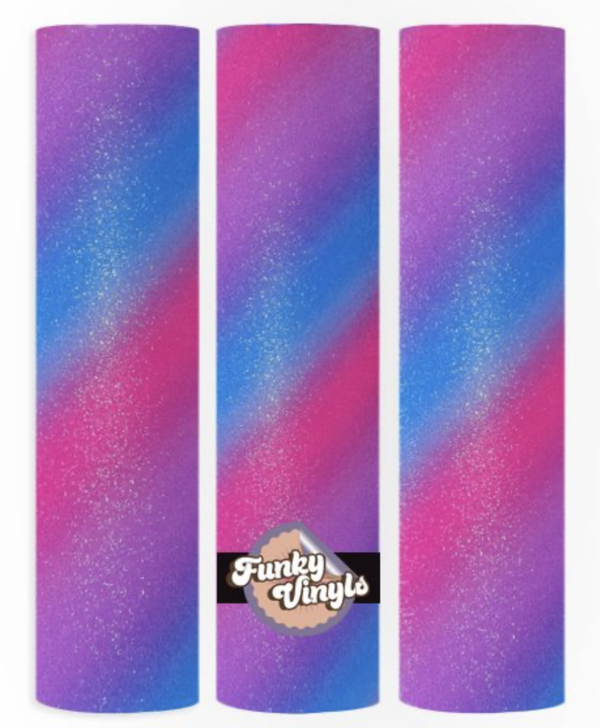 Funky Vinyls Shimmer Glitter Vinyl rainbow blue 30x100cm