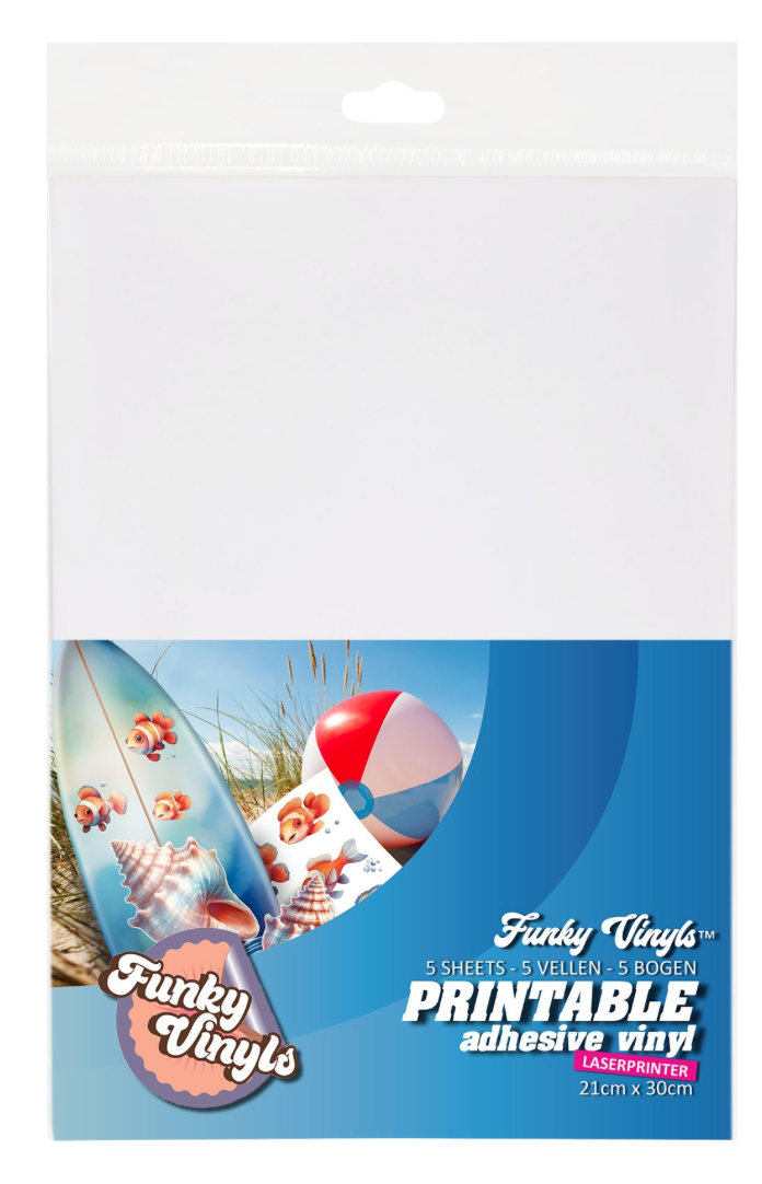 FunkyVinyls Craftpack Printable Vinyl Laser Printer 5 Sheets