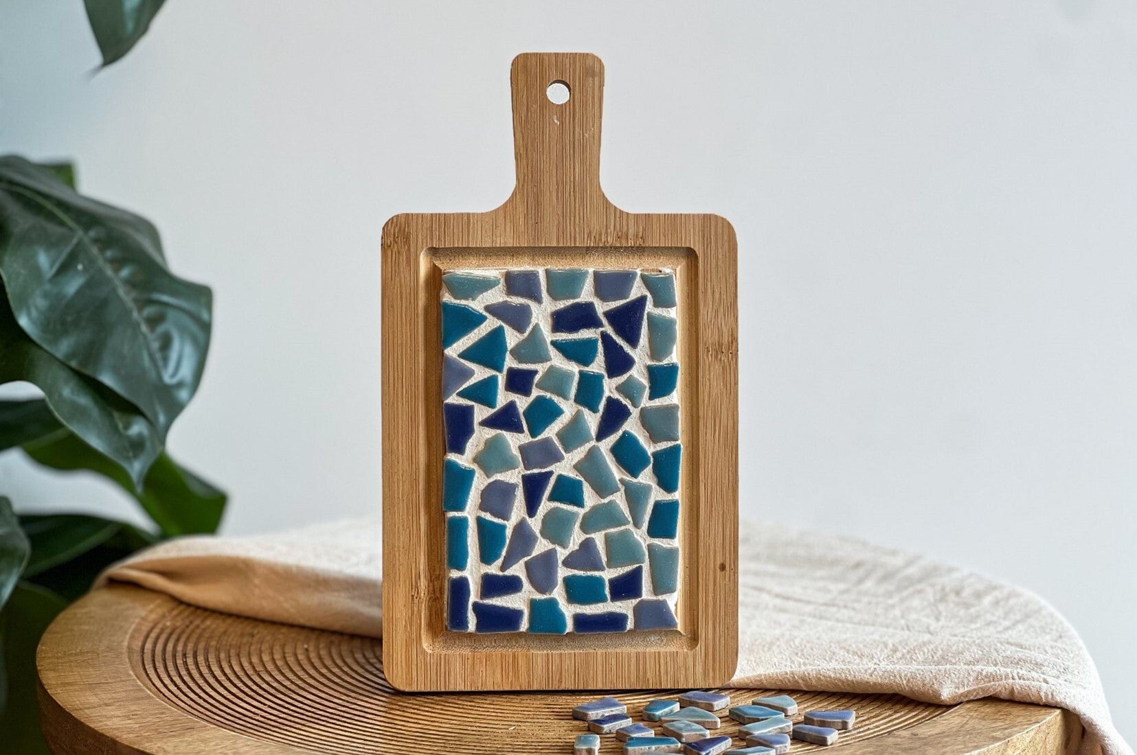 LC DIY pakket mozaïek borrelplank 20 cm blauw