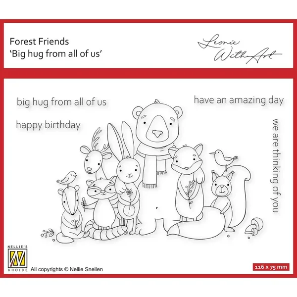 Nellie's Choice Forest Friends Clear Stempels Big Hug From All of Us