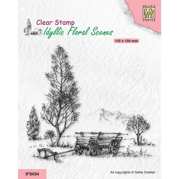 Nellie's Choice Idyllic Floral Scenes Clear Stempel bomen met kar