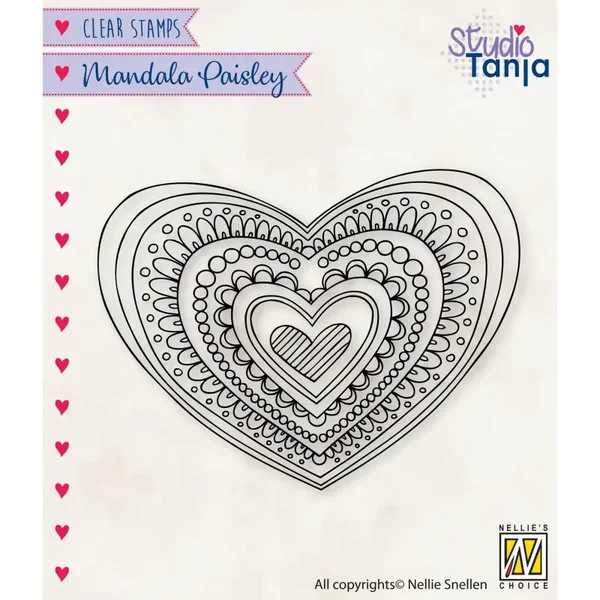 Nellie's Choice Mandala's Paisley Clear Stempel Motive Heart