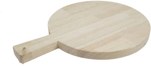 Snijplank hout rond met houten handvat
