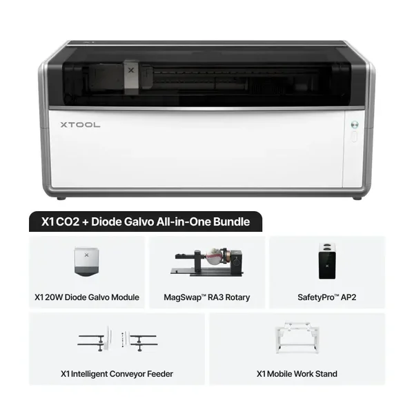 xTool X1 CO2 + Diode Galvo All in One Bundle