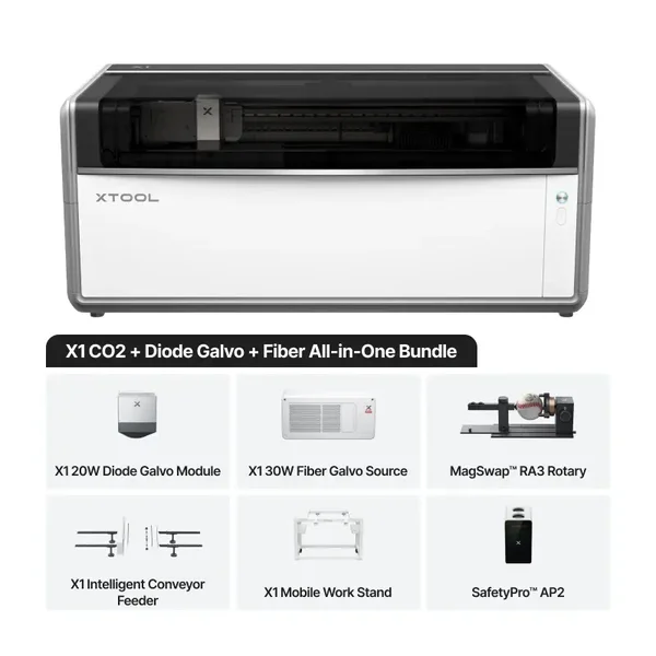 xTool X1 CO2 + Diode Galvo + Fiber All in One Bundle