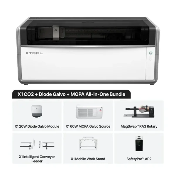 xTool X1 CO2 + Diode Galvo + MOPA All in One Bundle