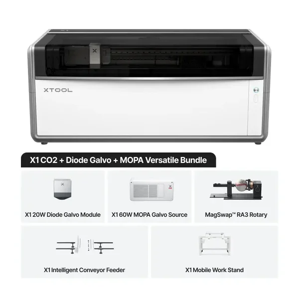xTool X1 CO2 + Diode Galvo + MOPA Versatile Bundle
