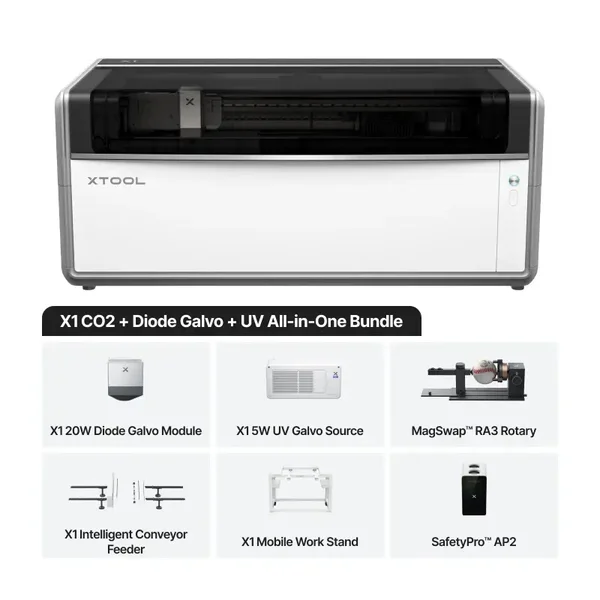 xTool X1 CO2 + Diode Galvo + UV All in One Bundle