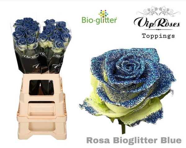Roos blauwe glitter