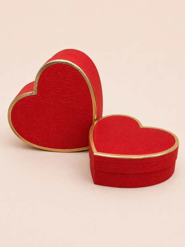 2-delige Hartvormige Cadeaubox Set Rood – Luxe Geschenkdozen met Gouden Rand