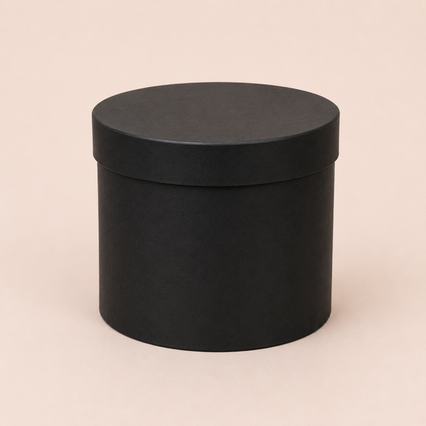 Luxe Ronde Zwarte Bloemenbox – Decoratieve Cadeaubox met Deksel
