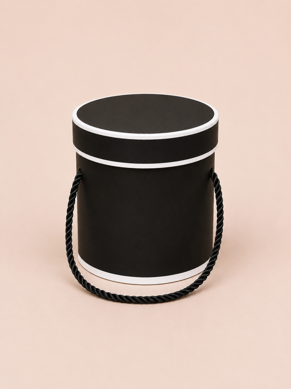 Luxe Ronde Bloemenbox – Cadeaubox met Touwgreep