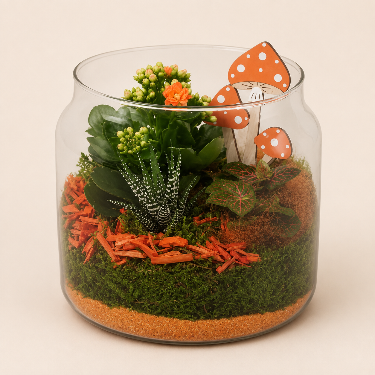 Herfstarrangement Glazen Pot – Paddenstoel