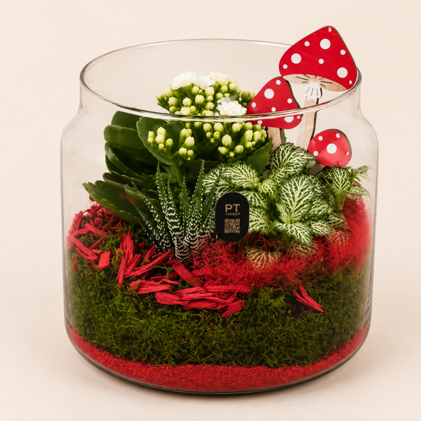 Herfstarrangement Glazen Pot – Paddenstoel