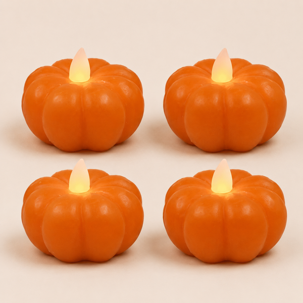 LED Pompoen Theelichtjes – Set van 4
