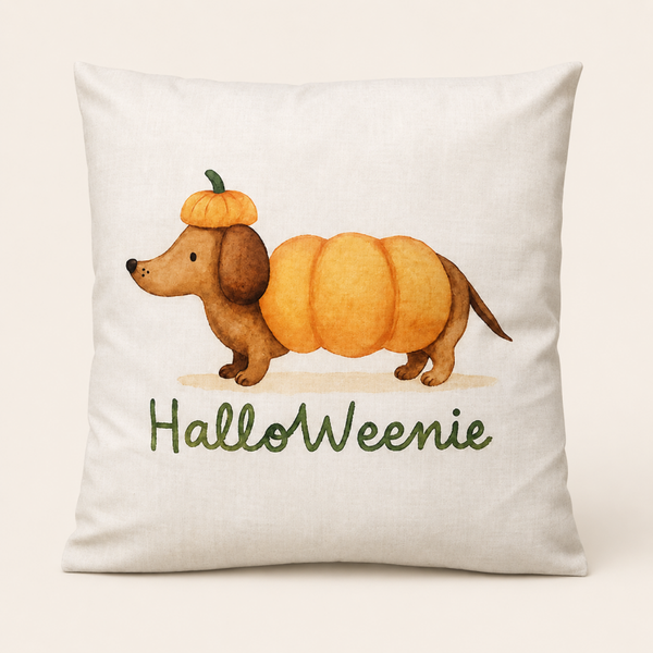 Halloween Sierkussen met Teckel en Pompoen