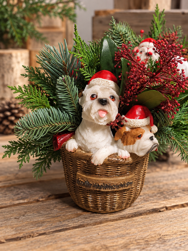 Kerststuk met Kersthondjes