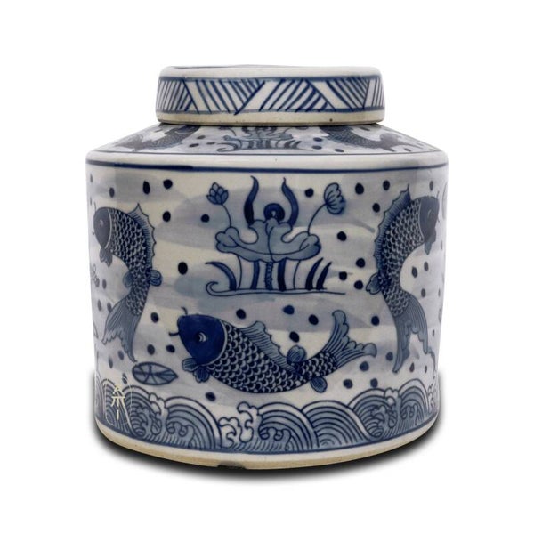 Chinese pot met deksel Fish - 22 x 22 cm
