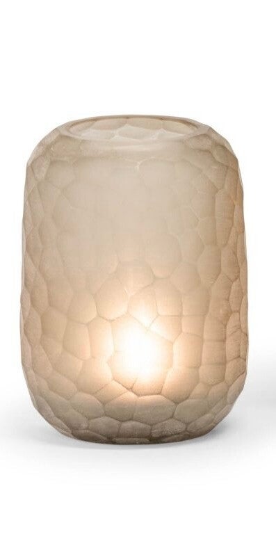 T-light holder round with cutting – light smoke - Dekocandle