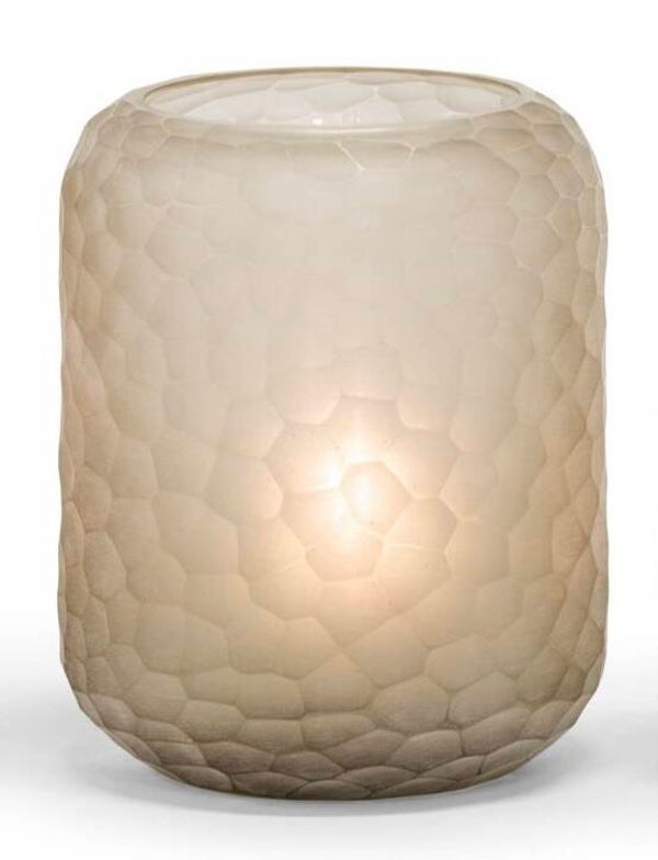 Waxinelichthouder/ Vaas cutting glass light Smoke L- Dekocandle - 14 x 17 cm