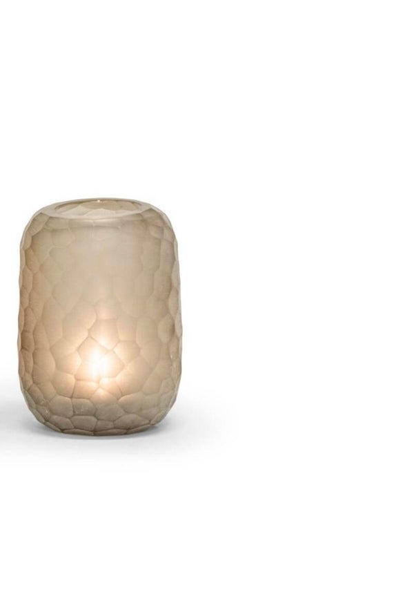 T-light holder round with cutting – light smoke