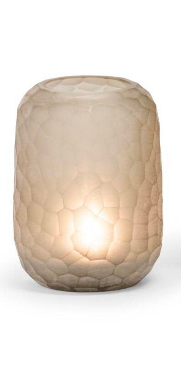 T-light holder round with cutting – light smoke - Dekocandle