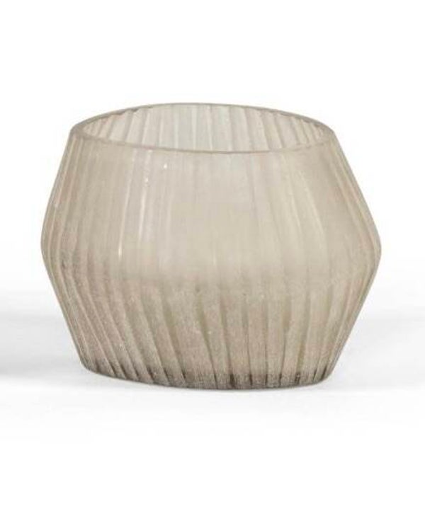 Waxinehouder oval with cutting light smoke M - Dekocandle