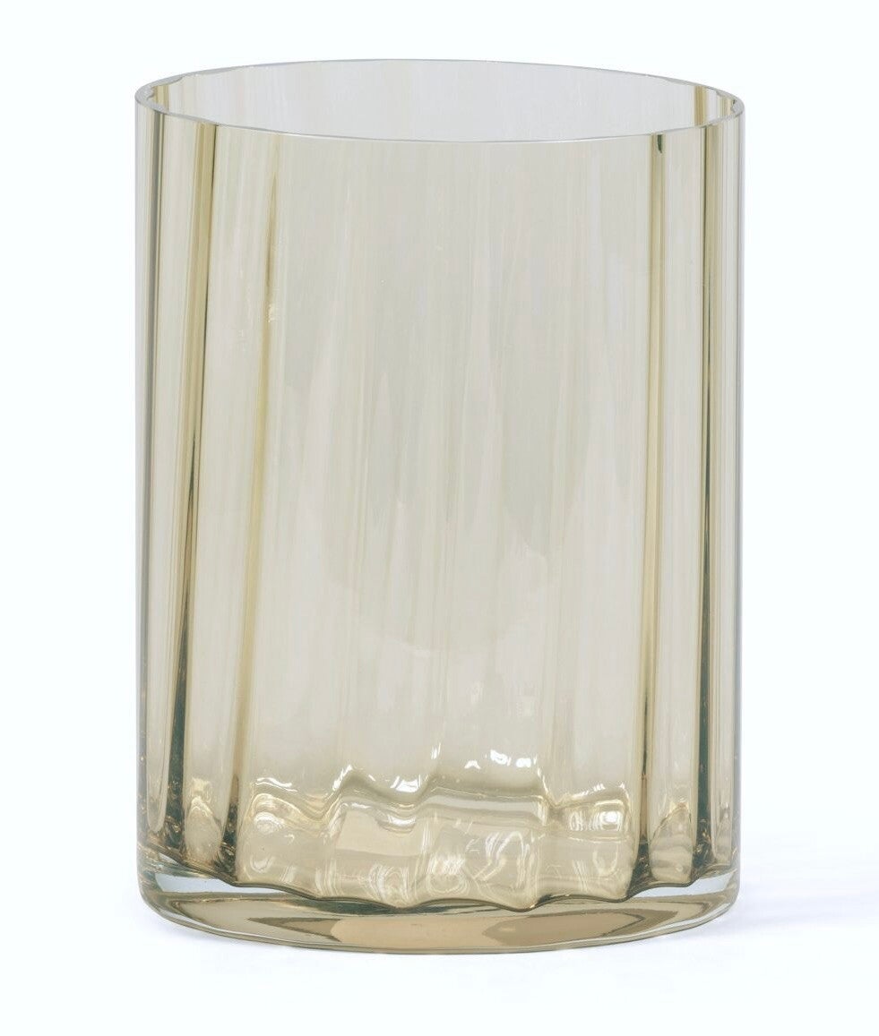 Mondgeblazen windlicht/vaas - Smoke - 15 x 16 cm