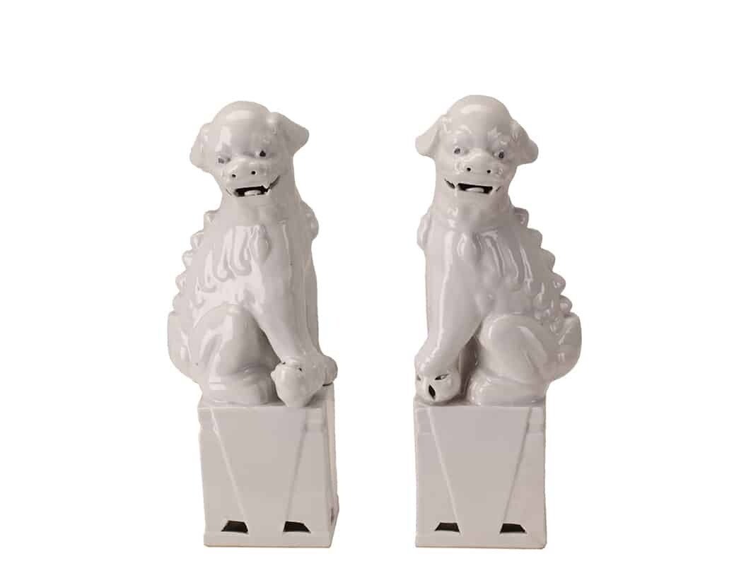 Set Chinese Tempelleeuwen ( Fu Dogs ) - Wit - 27 cm