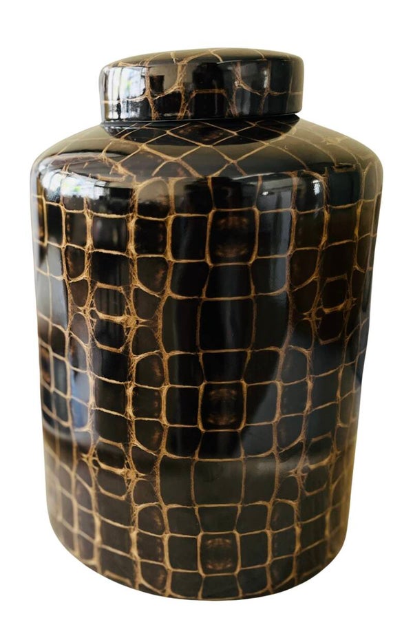 Pot met deksel Croco Brown