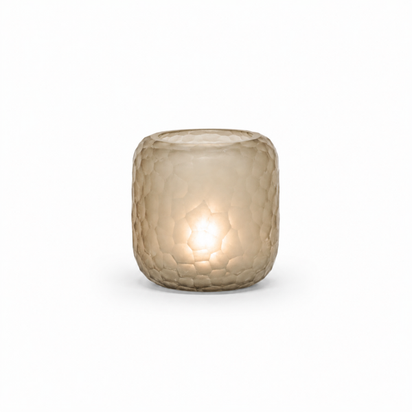 T-light holder round with cutting – light smoke