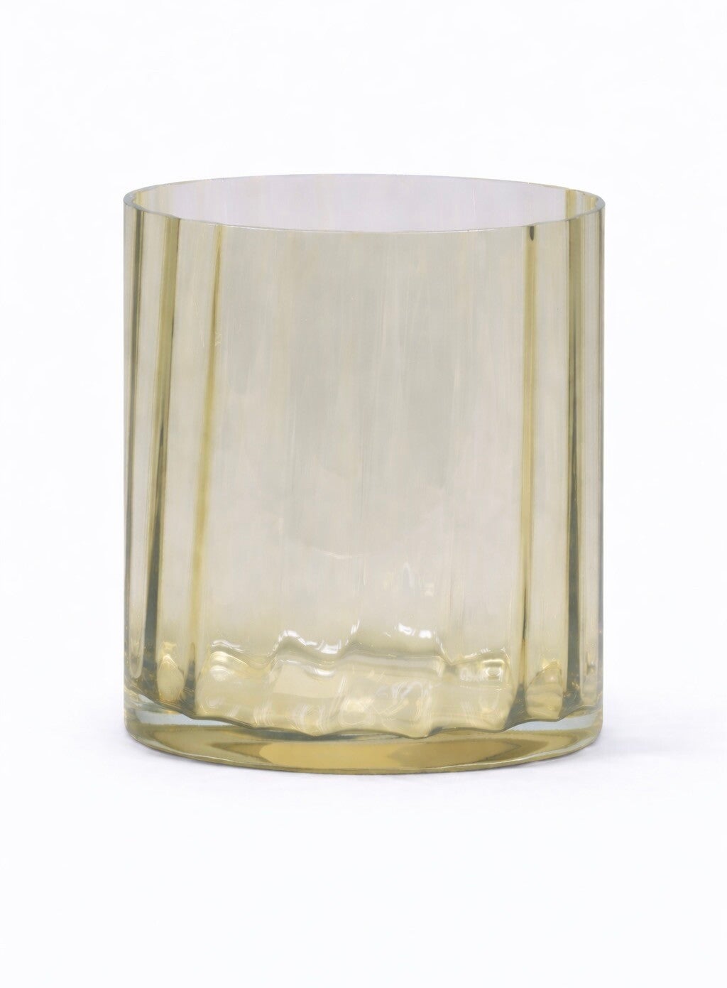 Mondgeblazen windlicht/vaas - Smoke Green - 12 x 13 cm