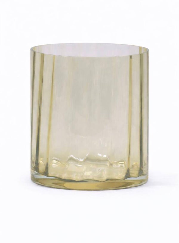 Mondgeblazen windlicht/vaas - Smoke Green - 12 x 13 cm