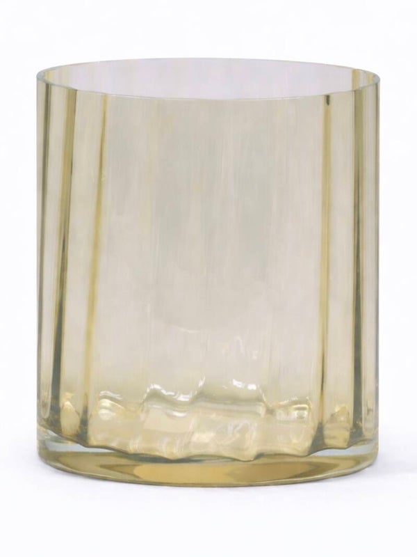 Mondgeblazen windlicht/vaas - Smoke Green - 15 x 16 cm