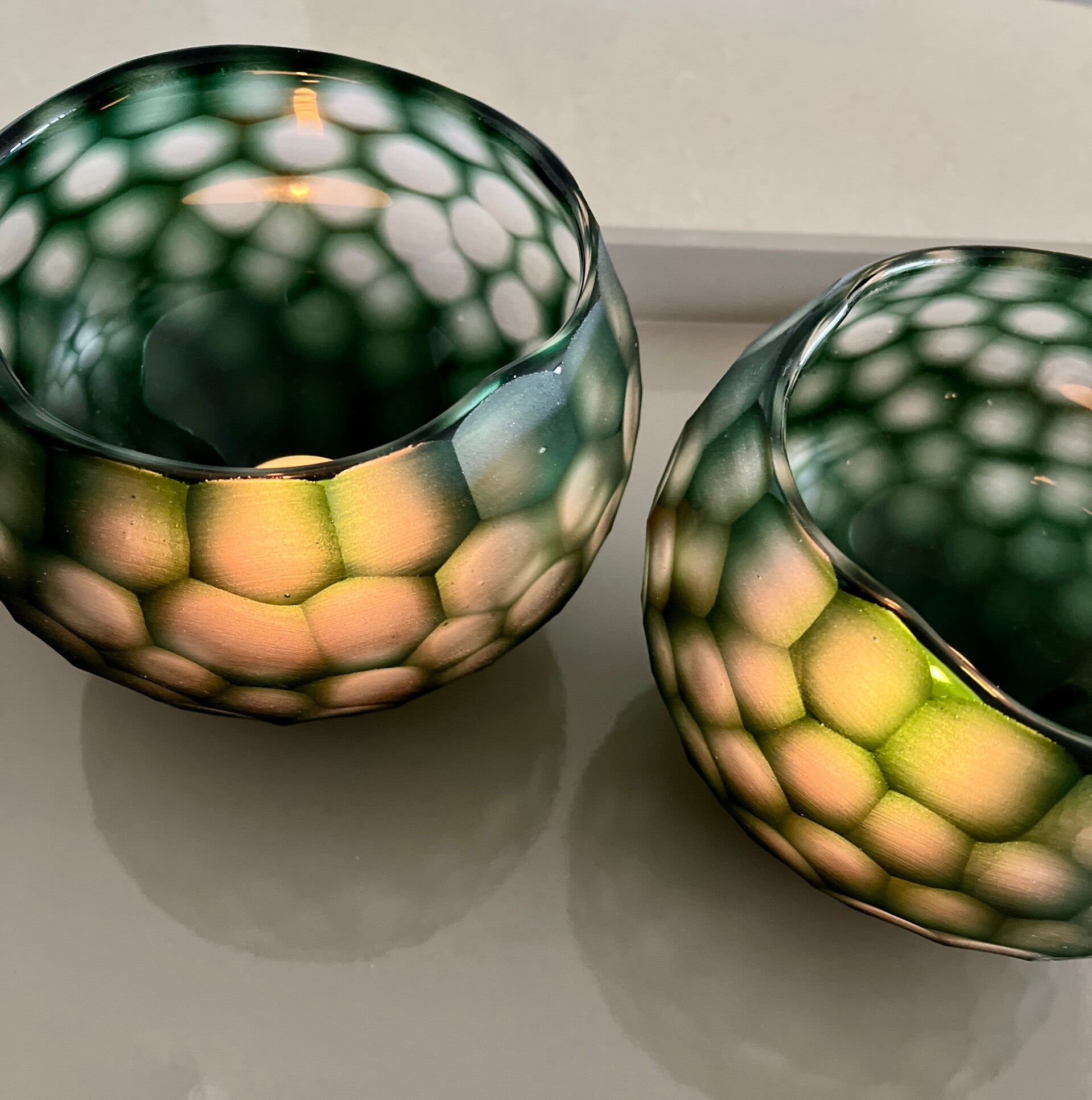 Windlicht  Groen - 13 cm x 16 cm