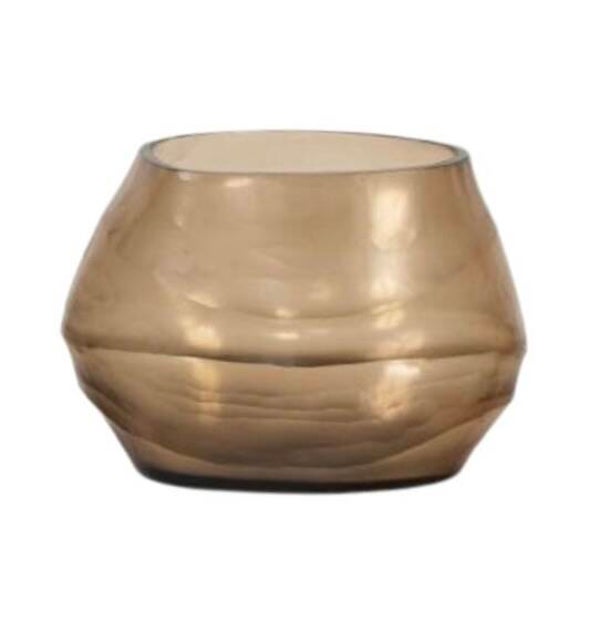 Windlicht Smoke Oval Cutting Glass - 14 x 12 cm - Dekocandle